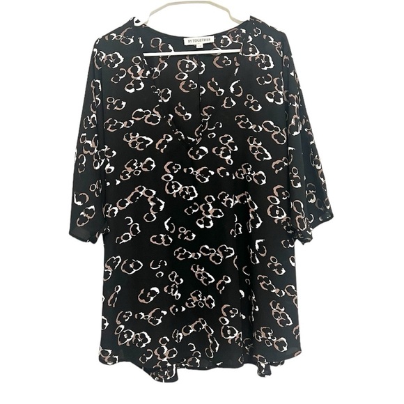 By Together Other - 2/$30 By Together - Black & Brown V-Neck Animal Print Coverup/Top Size L
